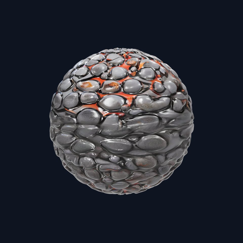 Polished Black Pebble HQ PBR Textures Set